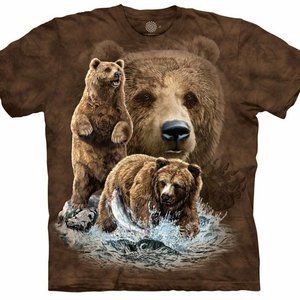 The Mountain Bear Find 10 Brown Bears Grizzly Fish Mama Cotton T-Shirt S-3X